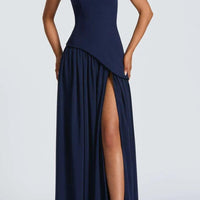 Amaris | stilvolles Maxikleid mit Schlitz und Schleifendetail