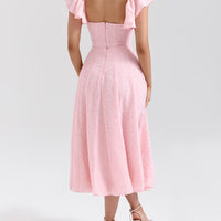 Faith | elegantes Midikleid mit gerafftem Rundhalsausschnitt