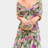 Evelyn | Elegantes Maxikleid mit floralen Details