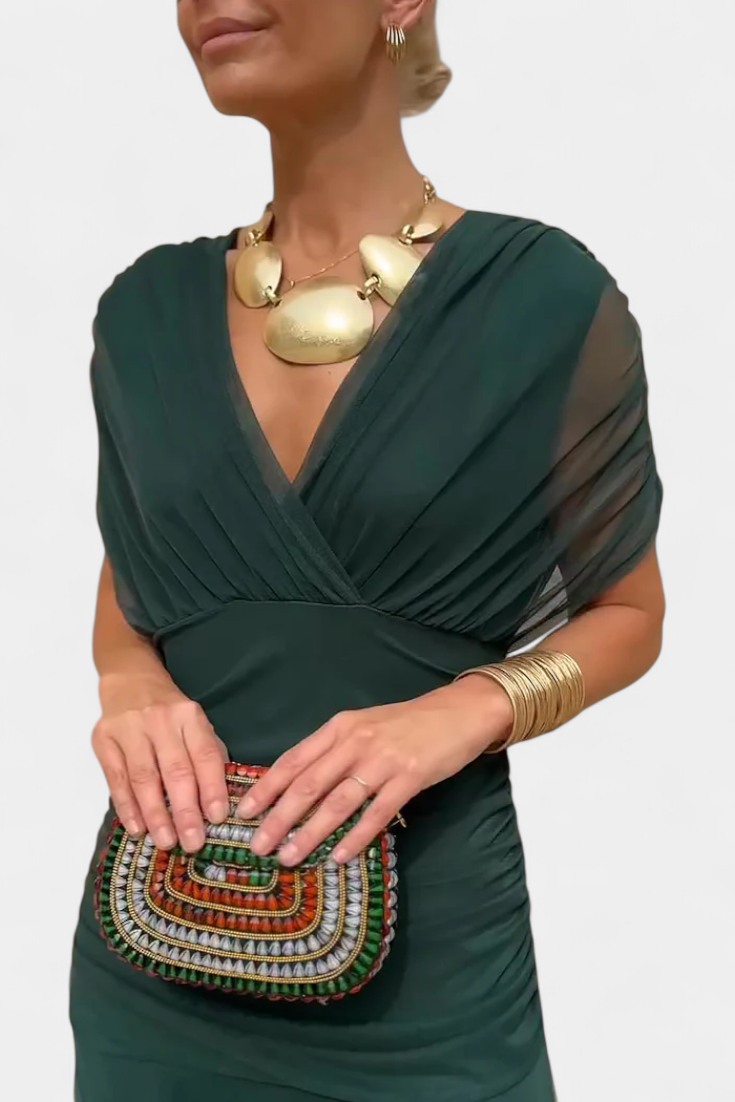 Evelyn | Elegantes Maxikleid mit floralen Details