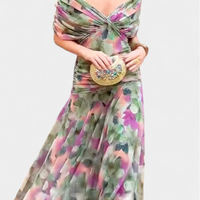 Evelyn | Elegantes Maxikleid mit floralen Details