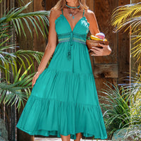 Thea | elegantes ärmelloses Maxikleid mit tiefem Ausschnitt