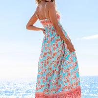 Tina | Stilvolles blumiges Maxikleid mit femininer Smokarbeit