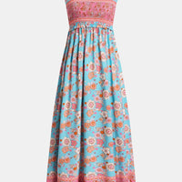 Tina | Stilvolles blumiges Maxikleid mit femininer Smokarbeit