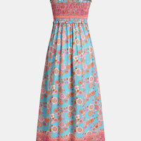 Tina | Stilvolles blumiges Maxikleid mit femininer Smokarbeit