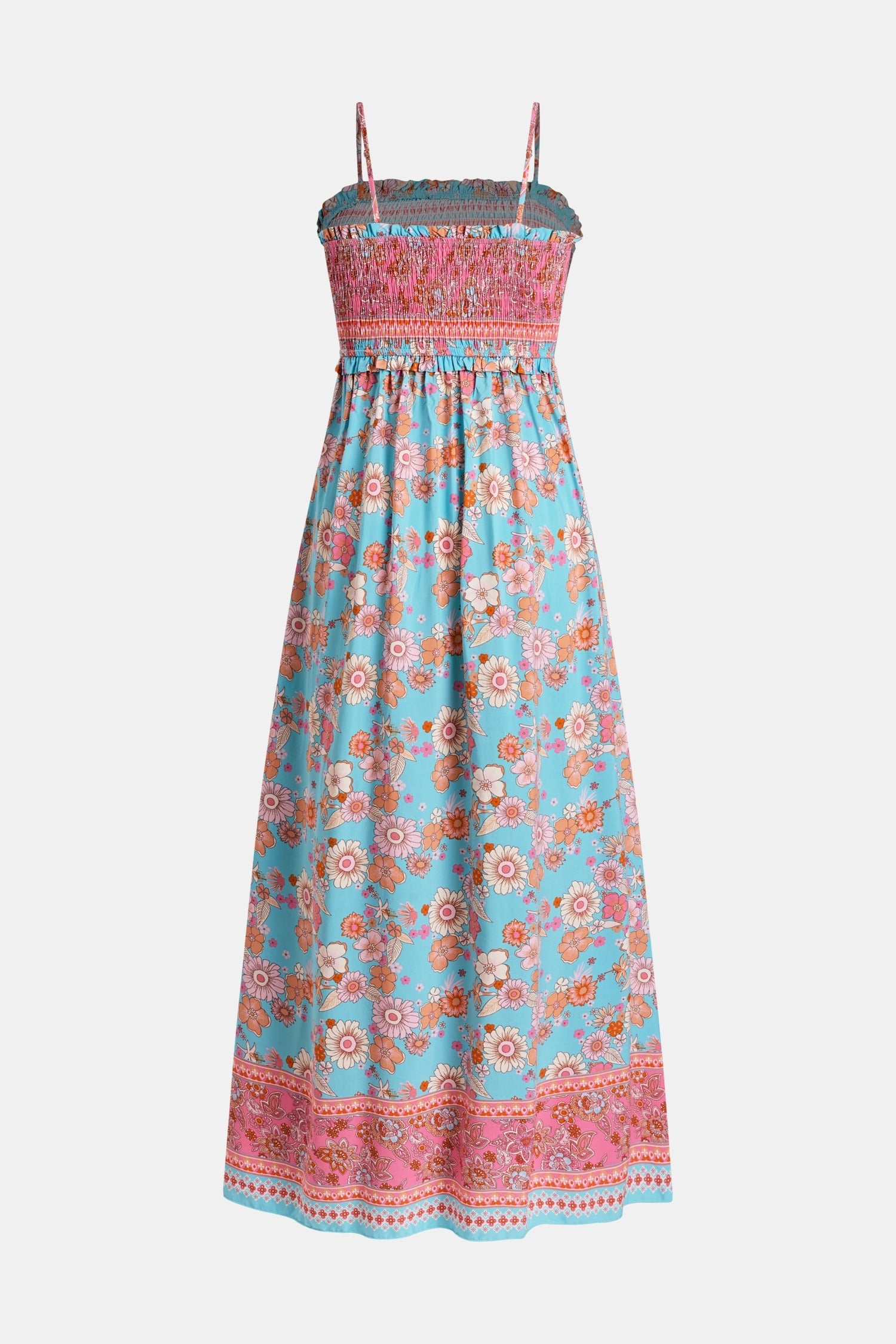 Tina | Stilvolles blumiges Maxikleid mit femininer Smokarbeit