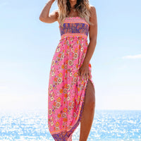 Tina | Stilvolles blumiges Maxikleid mit femininer Smokarbeit