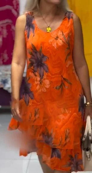 Yinn | Ärmelloses elegantes Kleid mit Print