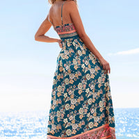 Tina | Stilvolles blumiges Maxikleid mit femininer Smokarbeit