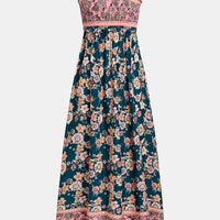 Tina | Stilvolles blumiges Maxikleid mit femininer Smokarbeit