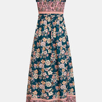 Tina | Stilvolles blumiges Maxikleid mit femininer Smokarbeit