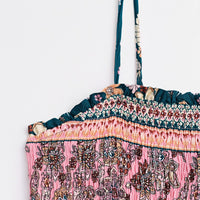 Tina | Stilvolles blumiges Maxikleid mit femininer Smokarbeit