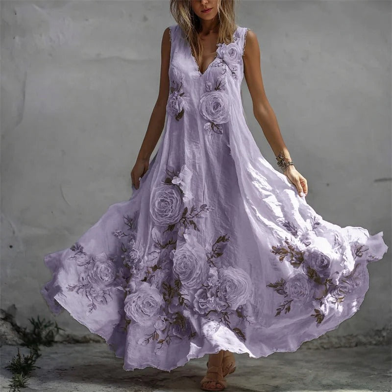 Everly™ | Stilvolles Leinen-Maxikleid mit romantischem Vintage-Flair