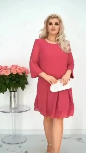 Charlotte | feminines knielanges Kleid mit Rundhalsausschnitt