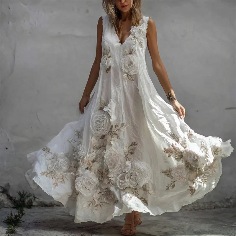 Everly™ | Stilvolles Leinen-Maxikleid mit romantischem Vintage-Flair