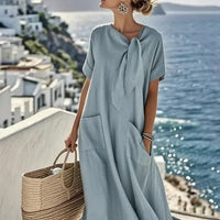 Brittany | bequemes Taschenkleid aus Baumwolle und Leinen für Damen