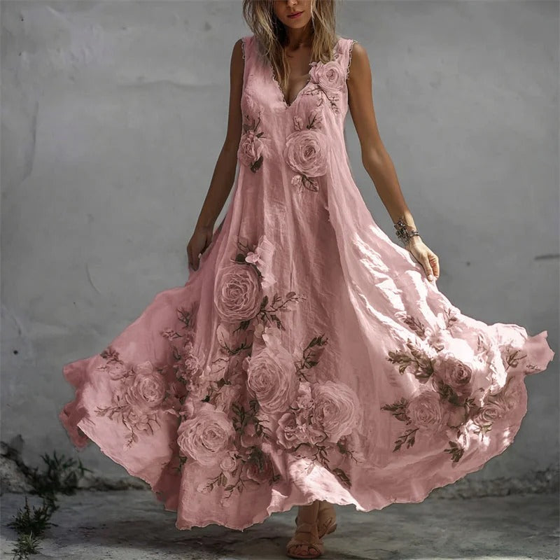 Everly™ | Stilvolles Leinen-Maxikleid mit romantischem Vintage-Flair