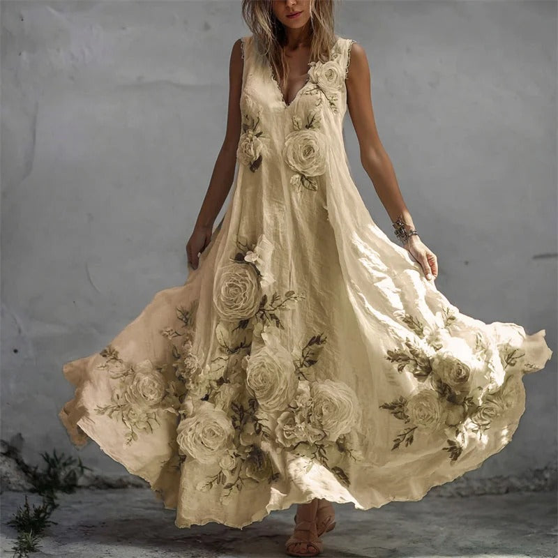 Everly™ | Stilvolles Leinen-Maxikleid mit romantischem Vintage-Flair