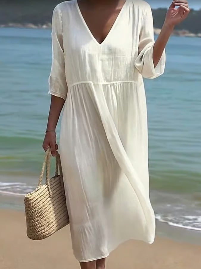 Cora | stylisches Damenkleid aus Baumwolle und Leinen