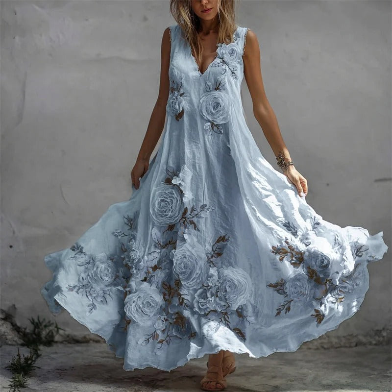 Everly™ | Stilvolles Leinen-Maxikleid mit romantischem Vintage-Flair