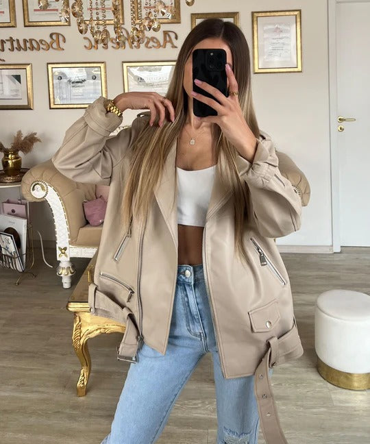 Nina | Klassische Lederjacke für Damen, edel & vielseitig