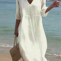 Cora | stylisches Damenkleid aus Baumwolle und Leinen