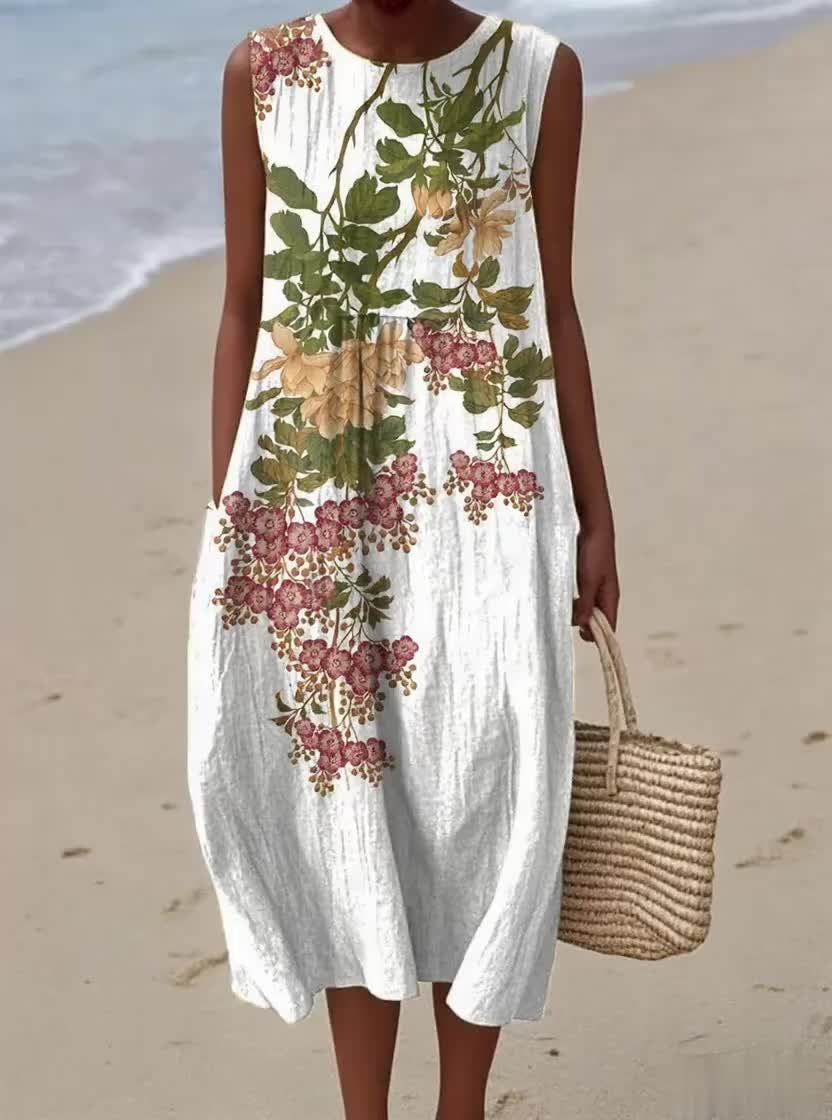 Audrey | elegantes ärmelloses Kleid mit floralem Muster