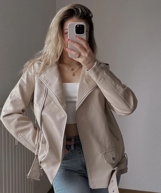 Nina | Klassische Lederjacke für Damen, edel & vielseitig