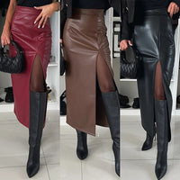 Zamarah | Kunstlederrock mit Hoher Taille & Schlitz