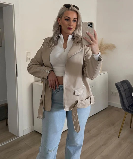 Nina | Klassische Lederjacke für Damen, edel & vielseitig