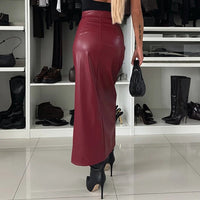 Zamarah | Kunstlederrock mit Hoher Taille & Schlitz