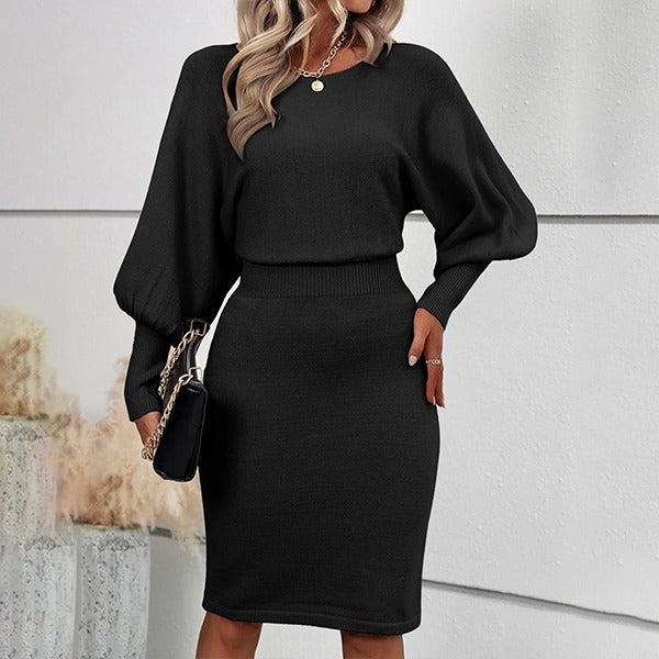 Yima | Figurbetontes Strickkleid mit Fledermausärmeln