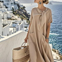 Brittany | bequemes Taschenkleid aus Baumwolle und Leinen für Damen