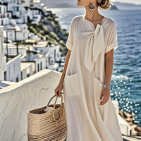 Brittany | bequemes Taschenkleid aus Baumwolle und Leinen für Damen