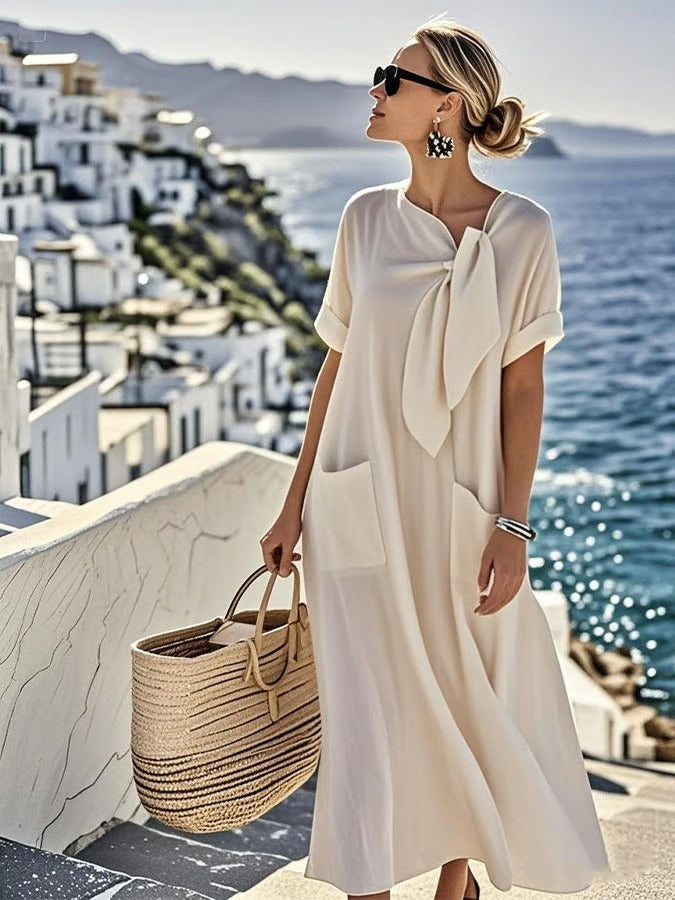 Brittany | bequemes Taschenkleid aus Baumwolle und Leinen für Damen