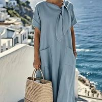 Brittany | bequemes Taschenkleid aus Baumwolle und Leinen für Damen