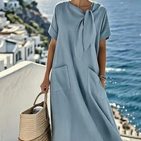 Brittany | bequemes Taschenkleid aus Baumwolle und Leinen für Damen