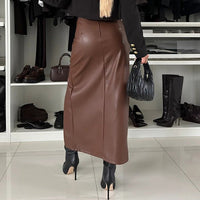 Zamarah | Kunstlederrock mit Hoher Taille & Schlitz