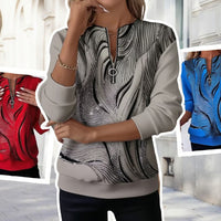 Zia | Bedruckter Pullover mit Reißverschluss