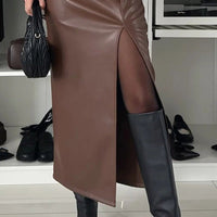 Zamarah | Kunstlederrock mit Hoher Taille & Schlitz