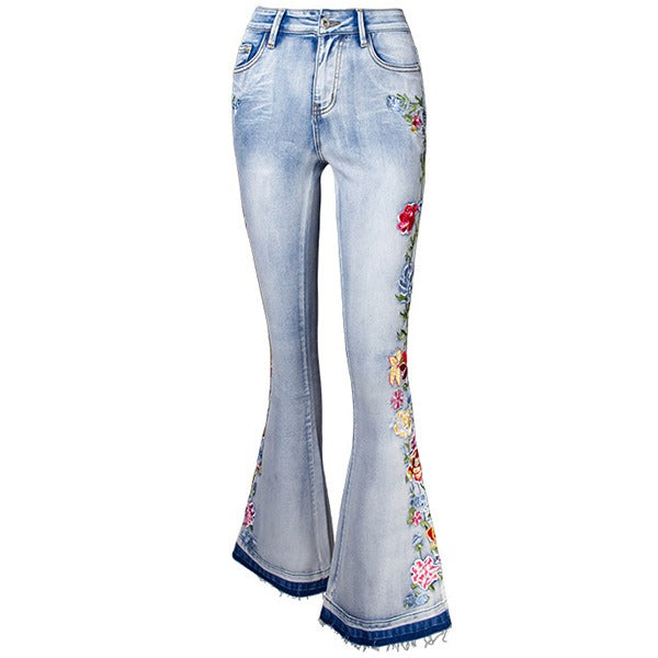 Elorie | Vintage-Jeans mit Blumenstickerei
