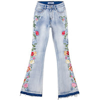 Elorie | Vintage-Jeans mit Blumenstickerei
