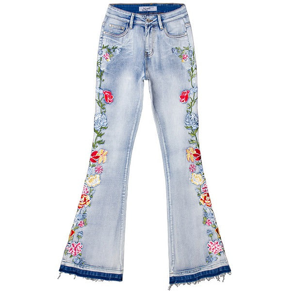 Elorie | Vintage-Jeans mit Blumenstickerei