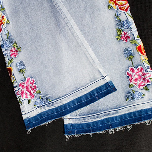 Elorie | Vintage-Jeans mit Blumenstickerei