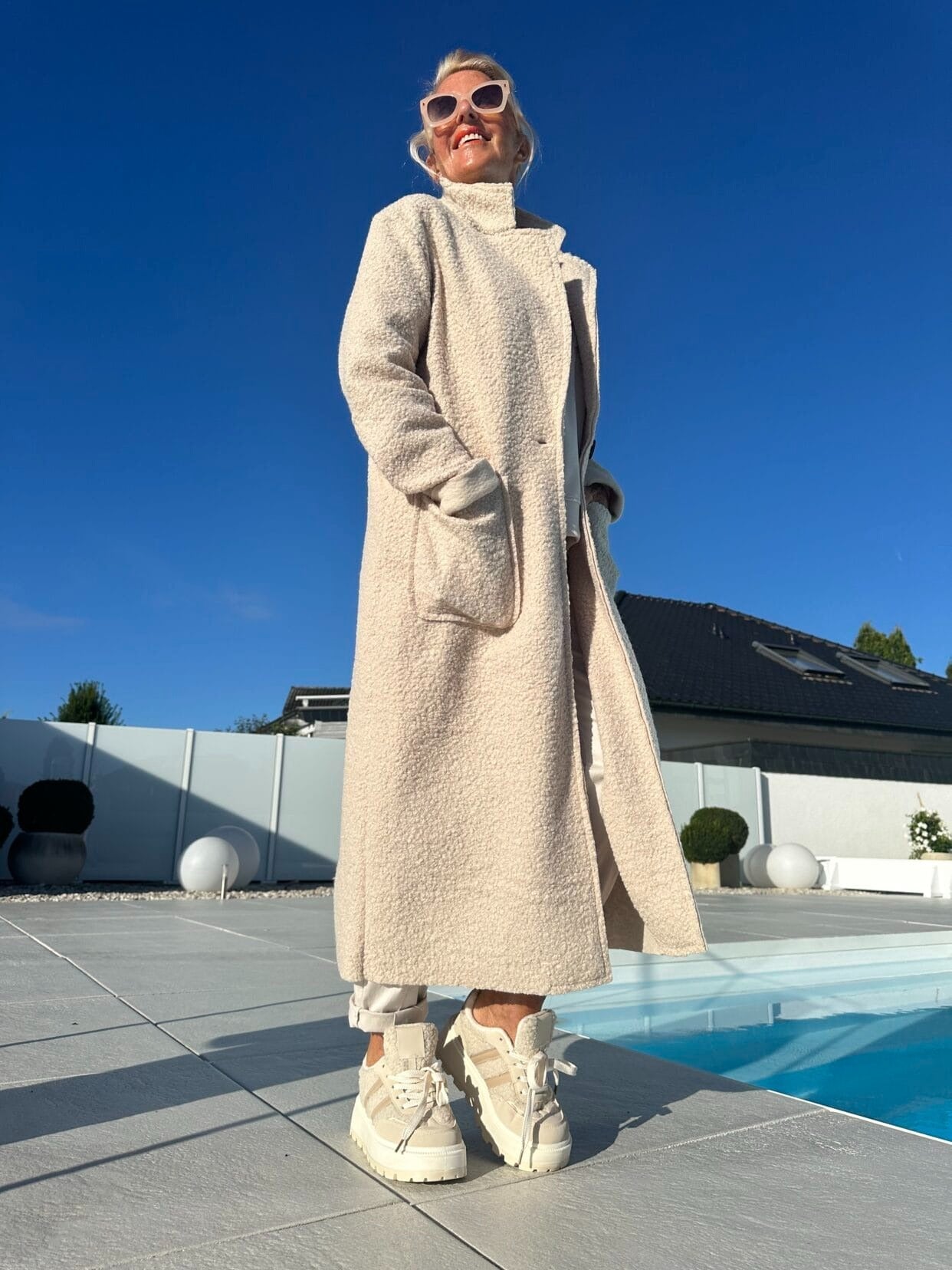 Gelina | Stehkragen-Mantel mit Taschen