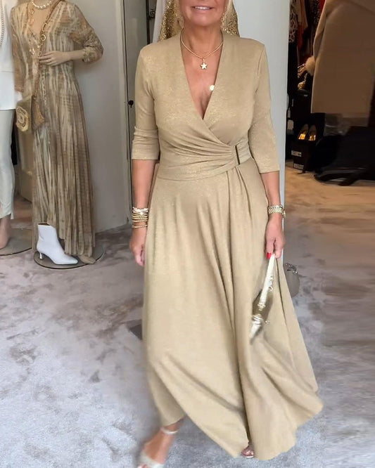 Elasie | Elegantes Midikleid mit V-Ausschnitt