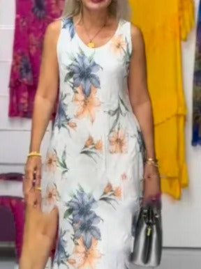 Yinn | Ärmelloses elegantes Kleid mit Print