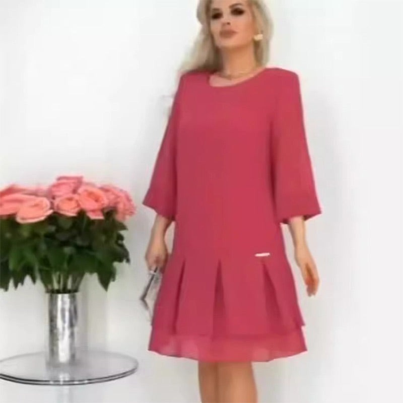 Charlotte | feminines knielanges Kleid mit Rundhalsausschnitt