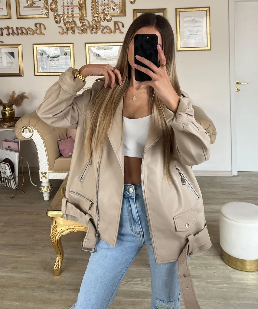 Nina | Klassische Lederjacke für Damen, edel & vielseitig