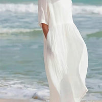 Helen | Einfarbiges Baumwoll-Leinenkleid